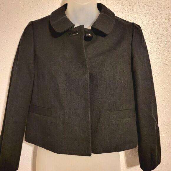 Banana republic crop blazer jacket cotton/wool blend sz 0 - Picture 10 of 11